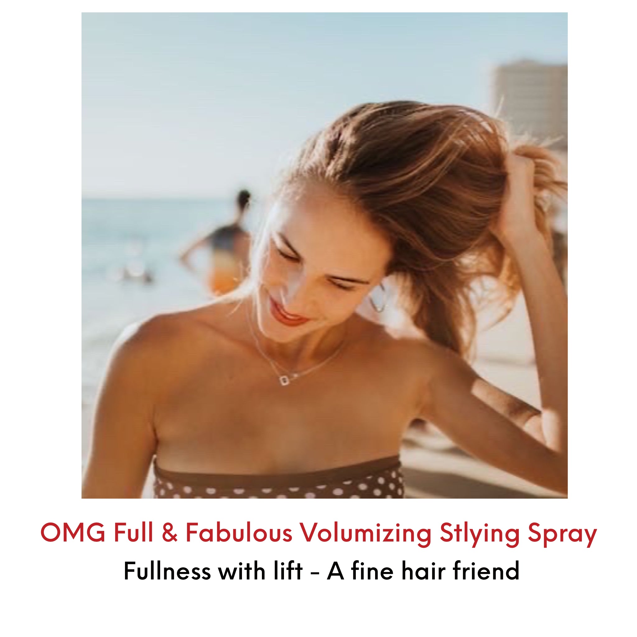 Young woman with sunkissed auburn fine hair, with root lift and volume. Summertime casual hairstyling.