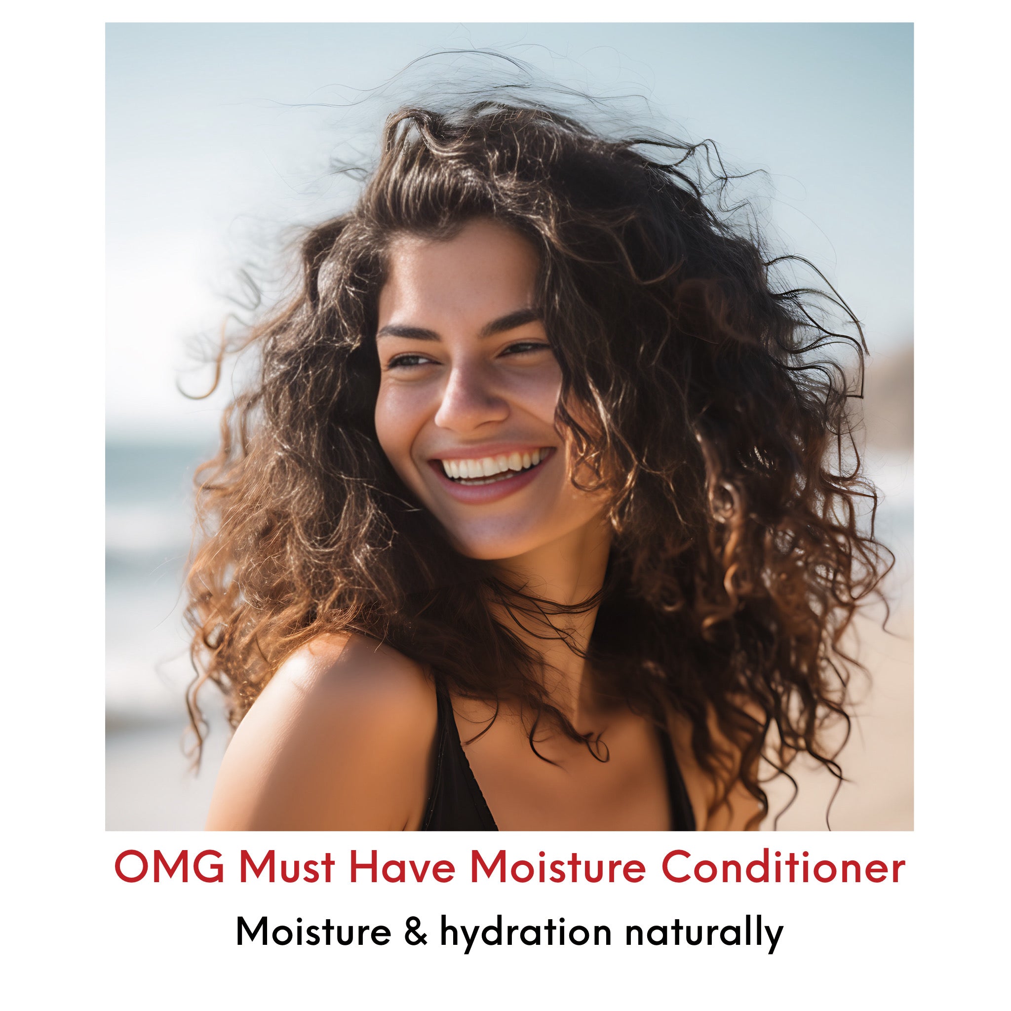 Beautiful young woman with naturally textured, brunette hair. Healthy, shiny hair!