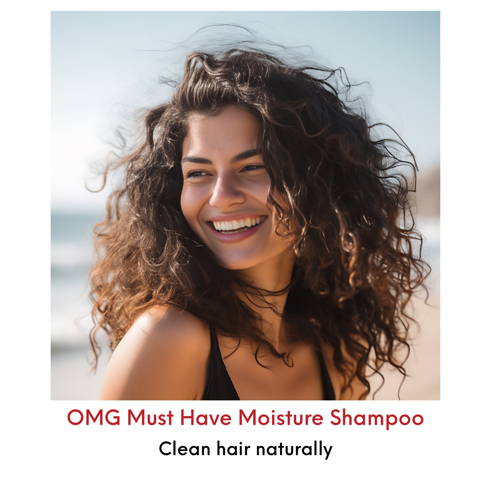 Beautiful young woman with naturally textured, brunette hair. Healthy, shiny hair!